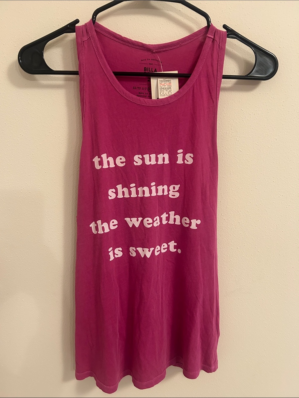Billabong Magenta Graphic Tank with White Text